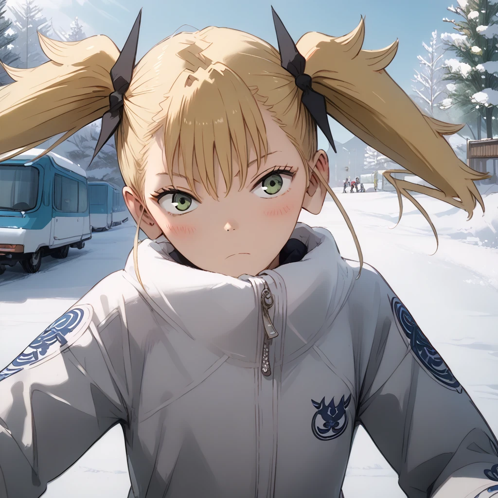 (masterpiece) (ultra_detailed) (best quality) shinomiya kikoru, 1girl, slim, fit, anime look, anime style, going skiing, snow, together, fast, fun, pov(beside her),going exploring, going downhill