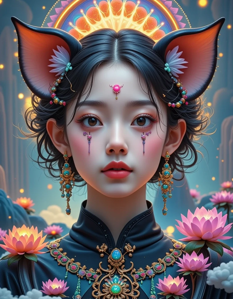 Hideous-looking, Fierce and evil, buck teeth, Pig, Big ears,, Demonize, unholy, head portrait,, Pig ears, the new Chinese style, onmyoji, Extreme light and shadow, angle of view, Anime style, Chiaroscuro, Depth of field, Ray tracing, reflective light, ,Super detail, ccurate, Best quality, Masterpiece, High details, A high resolution, 16k