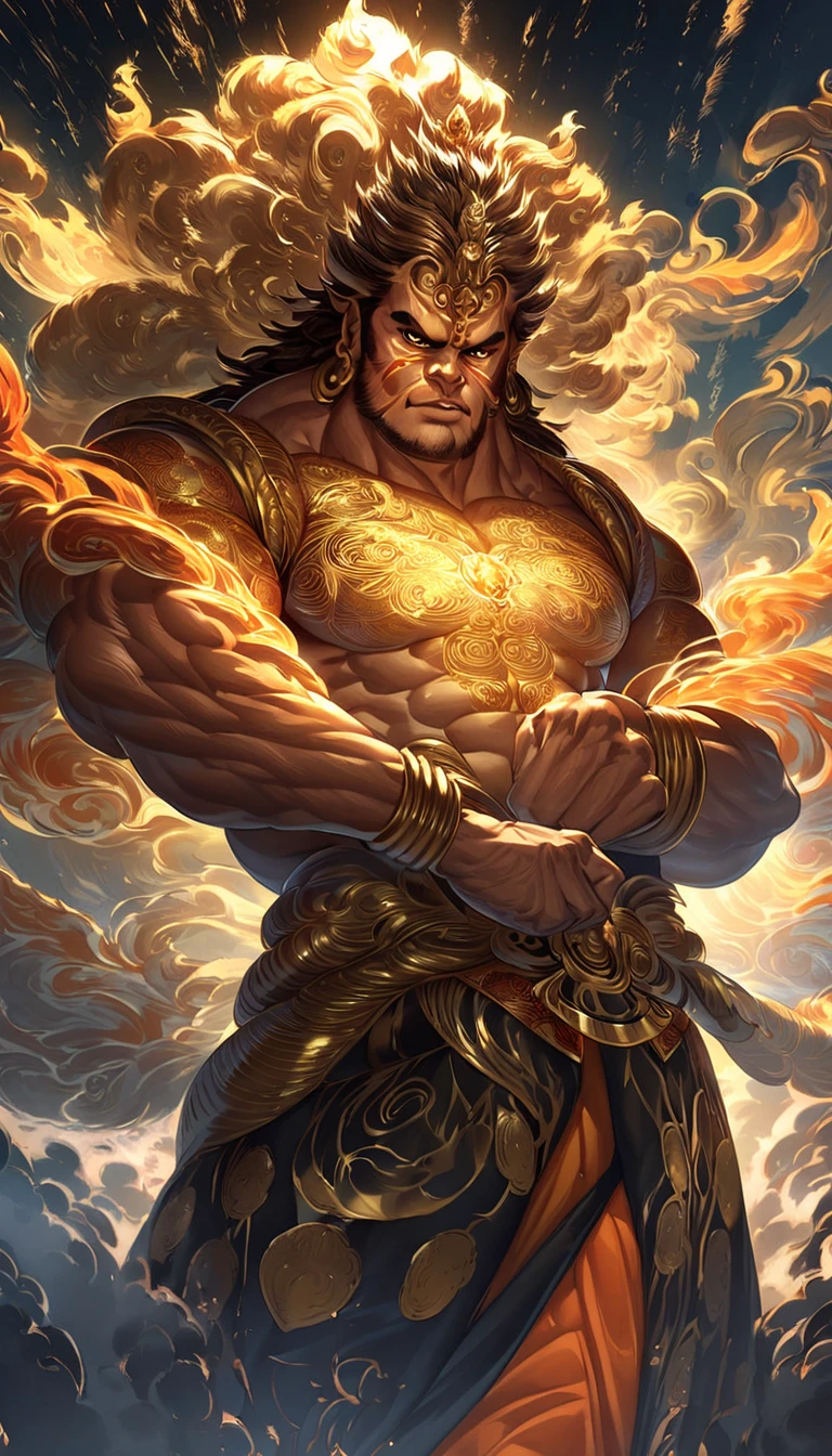 8k portrait of Broly muscular, intricate, elegant, highly detailed, full body, majestic, digital photography, art by artgerm and ruan jia and greg rutkowski, black hair, beardless face, broken glass (masterpiece, side lighting, beautiful finely detailed eyes: 1.2 ), hdr,