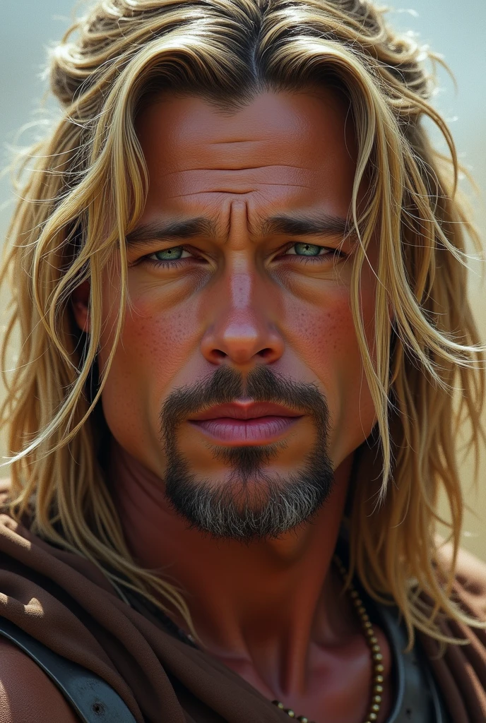 Masterpiece Selfie face strong portrait Chris Hemsworth long hair Thor no T-shirt view from above