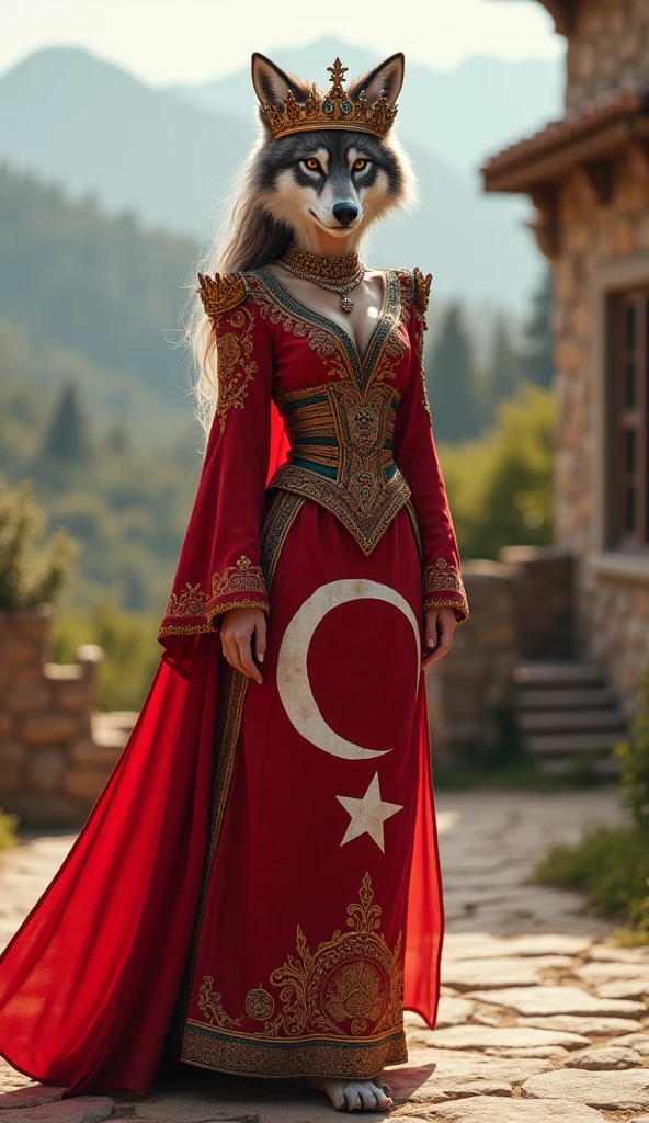 Beautiful Goddess, whole body, The Welsh goddess dressed in a costume inspired by the Welsh flag