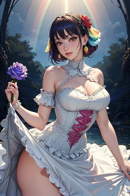Ghost, (monster Girl), Purple skin, spike, Spiky purple hair, Caught Laughter, Floating Hand, Wearing a deep purple dress, Floating in the air, masterpiece, Highest quality