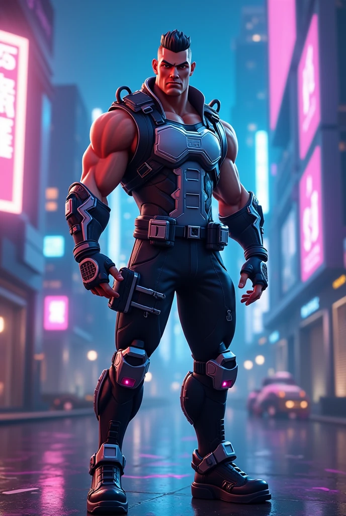 DClark, D_Clark, a sketch of a strong man, 25yo, full body, with glasses, looking forward, Tech Boots, drawn on paper with a  neon colors pens, on an cyberpunk city, high quality lines, rich drawing, light background, cartoon style, caricature, precise lines, 