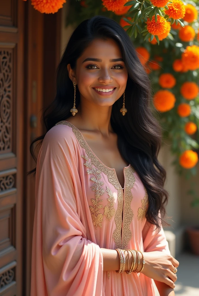 A beautiful full dress woman at Salwar kameez home.