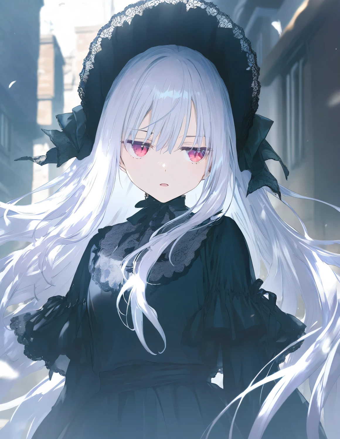 Ghost, Ghost, Bloodstain, Female, Cemetery Background, High Resolution, Black Cloak, Spooky, Horror, White Hair, White Dress, Half, Skeleton, Soul, Horror, High Cold Eyes, Blue Pupils