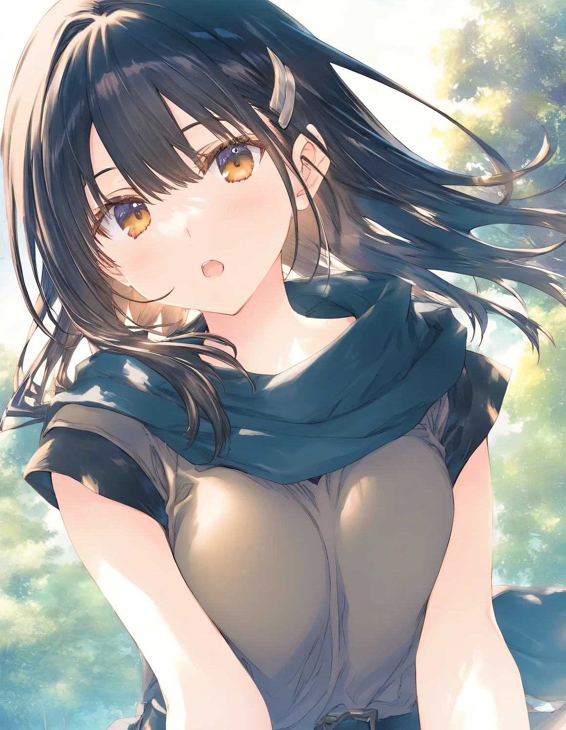 1girl, tomboy, little female, small breasts, open mouth, outdoors,wind, fantasy, game CG, break,((artist:mitsumi_misato)),(artist:fujiyama),(artist:suzumori),(masterpiece), (best quality), (ultra-detailed), very aesthetic, newest, beauty illustration,super detailed skin, (masterpiece), (best quality), (ultra-detailed), very aesthetic lighting,newest ,hi res,absurd_res,2023,shaded,digital media (artwork), realistic lighting, 4k, 8k, 