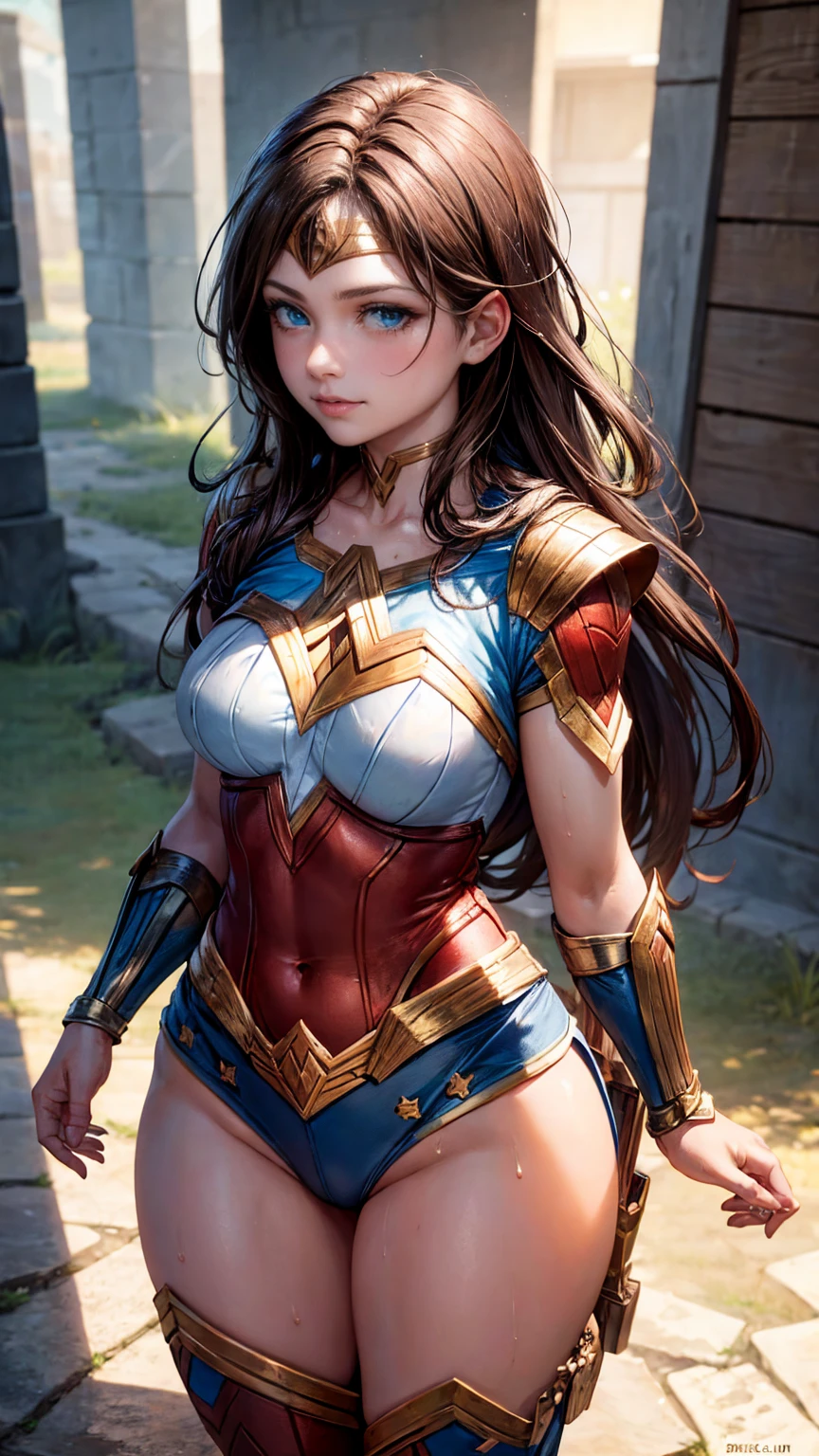 leonardo da vinci rider, (brown hair), small girl, long hair, (blue eyes), (small breasts:1.2), Amazon , Wonder woman, thicc thighs, curvy hips, large ass, Plump,
BREAK, Tight wonder woman armor on, wet skin, completely NSFW,
BREAK (sweaty:1.3), looking to the viewer, (smirk:1.2), (side view), from behind,
BREAK (masterpiece:1.2), sunlight, best quality, high resolution, unity 8k wallpaper, (illustration:0.8), (beautiful detailed eyes:1.6), extremely detailed face, perfect lighting, extremely detailed CG, (perfect anatomy),