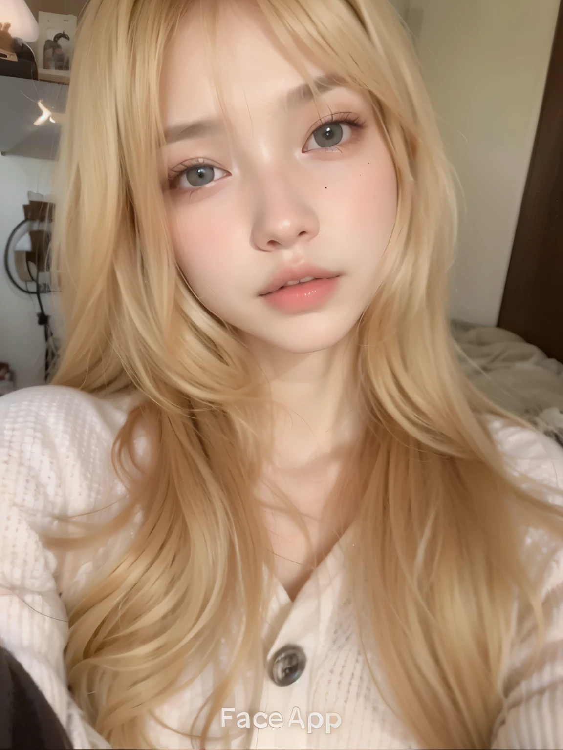 A close-up of a woman with long, blonde hair and a pink shirt, the cut of hime, Lalisa Manobal, Lalisa Manoban of Blackpink, very very pale blonde hair, roseanne park of blackpink, ulzzang, pelo largo y rubio y ojos grandes, realistic kawaii portrait, with long blond hair, extremely pale blonde hair, with round face