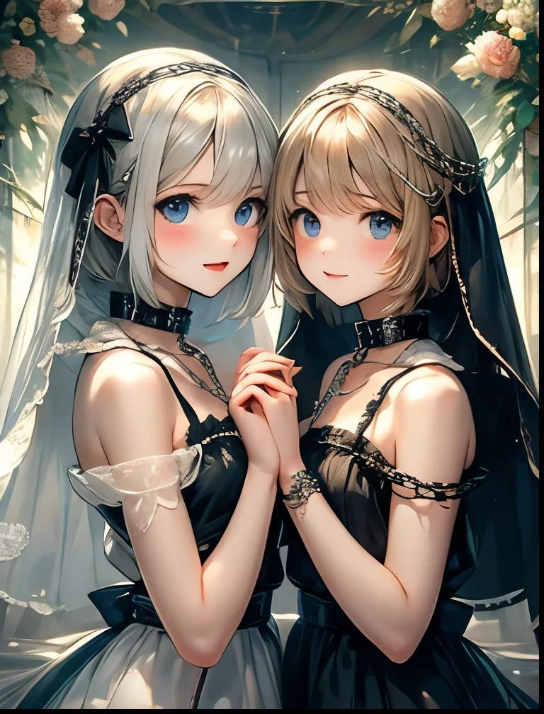 （（（ＳＦＷ、Precision、Highest quality、A first-class masterpiece、Normal body、8k、  Detailed Face 、Ultra-precision、 Normal hand、５refer to、Highest）））、Beautiful sisters、 Twin Sisters 、blonde long hair sister 、 silver hair short hair sister、 Lesbian Couple、 Lesbian Sisters 、Masochist Sisters 、 lesbians、IronCollar、 Chain Link Collar 、 Linked Chain 、Linked Read 、ChainRead、Linked Read Collar、Sister collars connected by ChainRead 、Sisters whose collars are connected to each other by ChainRead 、 sisters linked by ChainRead on each other's collars、Sisters connected by collar leads 、A lot of chains、First Round Link Sister、Sisters snuggling up and panting、An ultra-thin camisole that shows through the skin、 happy and embarrassed 、Half naked、Desire to Be a Slave 、Sisters who are agitated with pleasure 