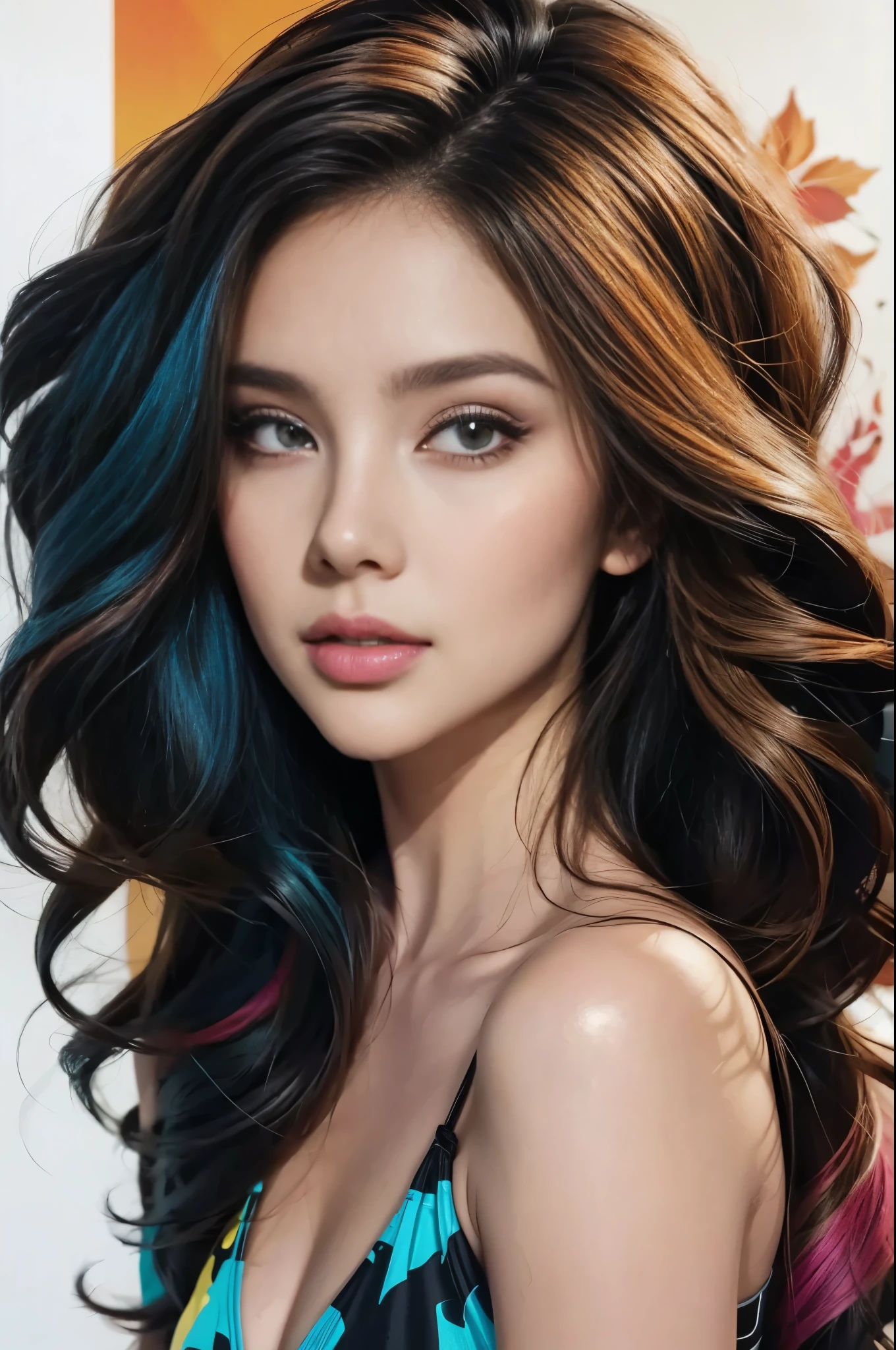 conceptual artwork, arte vectorial, aesthetics, Ilustração de desenho vectorial, vector, complexdetails . digitl art, shiny colors, bold outlines, Illustrative, highy detailed, White background, one girl, beauty women