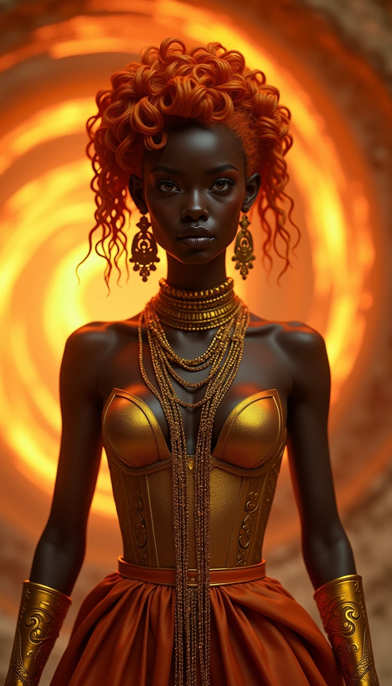 (Lupita Nyong'o as Red Sonja), (muscular body), ((red hair)), master piece, best quality, ((realistic)), ((1 person)), 8K picture quality, extremely delicate and beautiful, magnificent, Official art with attention to detail, Ridiculous, unbelievable Ridiculous, huge file size, ultra-detailed, highly detailed, (Pretty girl), (Detailed and girl), ((Perfect female figure)), Slim waist, With a powerful presence, Digital Art, Artgerm, hyperdetails, Top Fade, Cowboy Shot, Dark Fantasy, Mons Pubis, NSFW