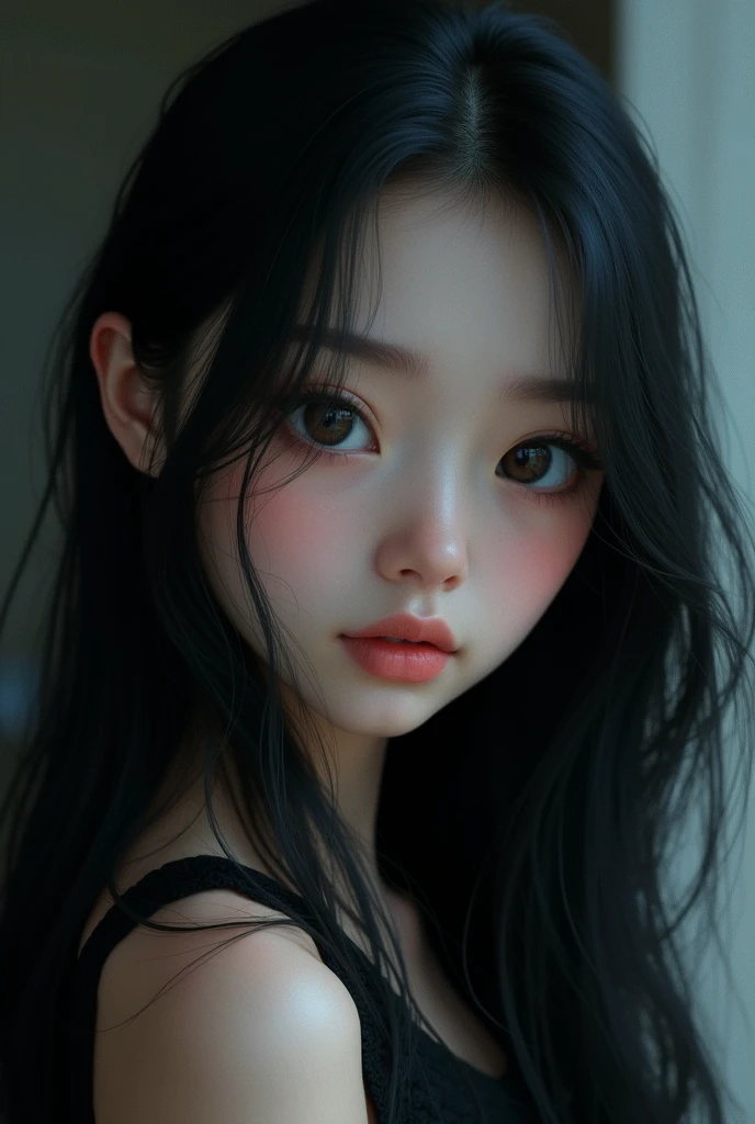 best quality, face focus, soft light, ultra high res, (photorealistic:1.4), RAW photo,
1japanese girl, solo, cute, (boba pupil eyes), detailed beautiful face, (small chest),(high resolution detail of human skin texture), youthful
(long hair),
indoor,
Oversized Black Hoodie,
(portrait)