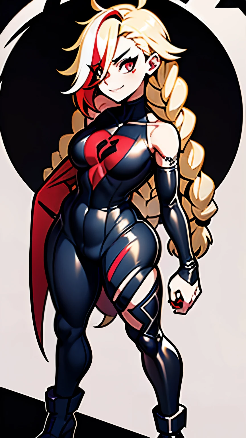 Helltaker style, anime digital art stylee, featuring a slim thicc plus-size woman inspired by Nani Pelekai from. sitting in back view poses, mid-shot, full body, wearing a skimpy outfit with a skull hat, she is doing different sitting poses, pixie cut hairstyle, red skin, yellow eyes, extra thicc, thick body shape, perfect drawn hands, high detail, 2d anime character, perfect anatomy, shadows and lighting