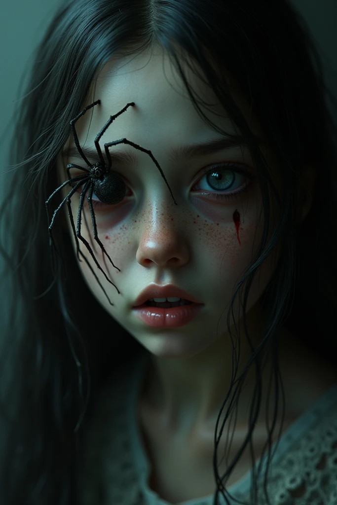 scary, (pink school uniform:1.4), floresta scary, lost in the dark wood, (at night:1.2), monsters, glare eyes, (perfect skin:1.2), DarkWoodsStyle