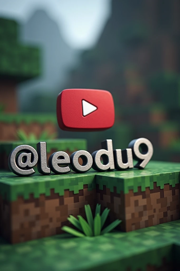  Create a name written with a YouTube symbol and put the name underneath @Leo du9 in Minecraft style  