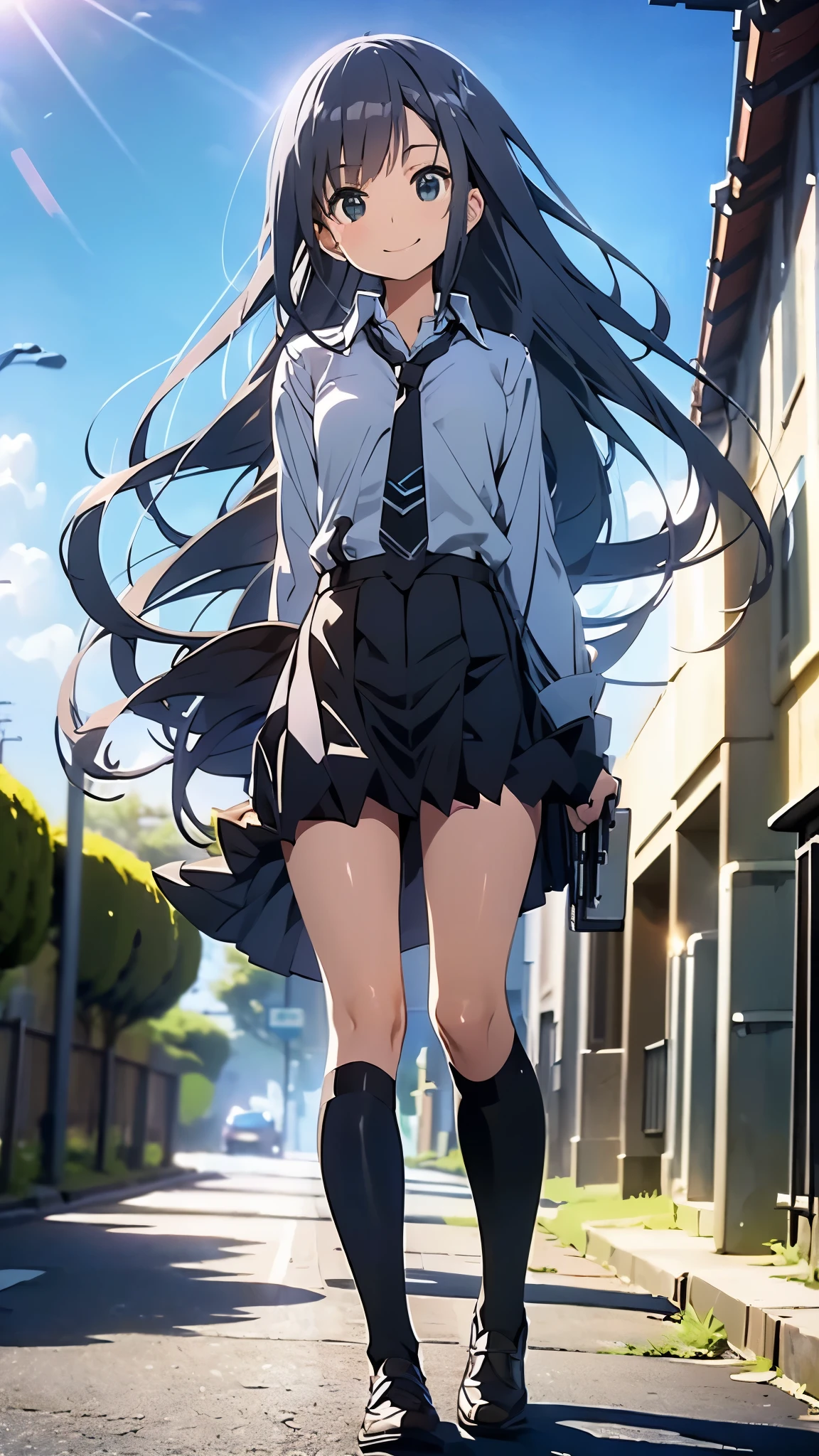  miniskirt that snaps around the knee　 suspenders　Sakura　smile　Knee-high　 Knee Socks　tie
