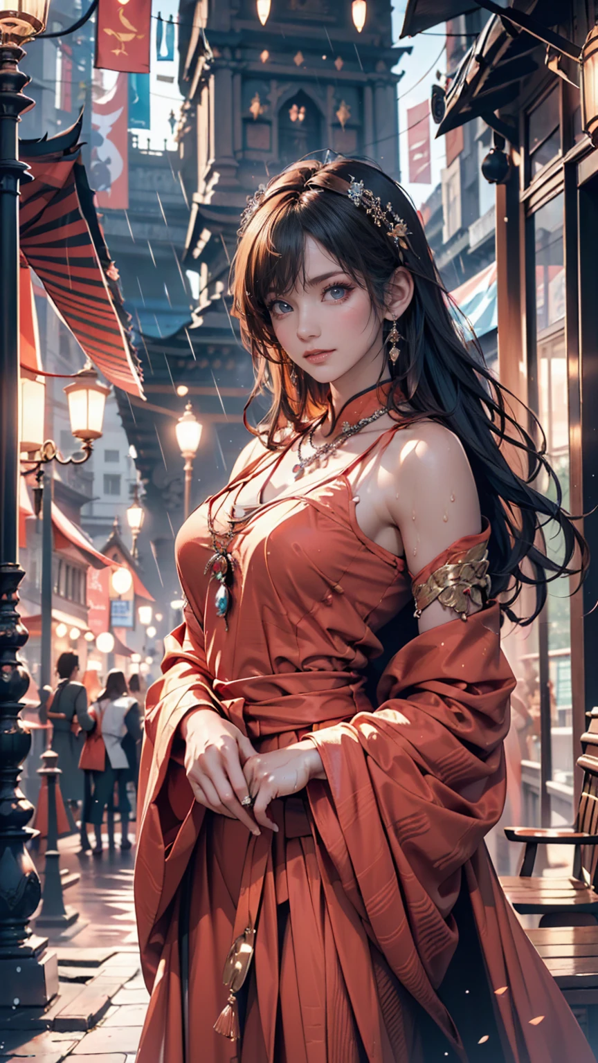 (8k,  RAW Photos, beholy quality, maholyerpiece:1.2), (realiholyic, photo-realiholyic:1.37),holy. Louis (Luxury Wheels) ( azur lane), 1 girl,(Myanmar girl), (aegyo sal:1),Hair accessories,  portrait, (Myanmar traditional costume:1.1),  necklace , Blue Nail,cute,cityscape,   knight , rain, Wet, Professional Lighting,  photon mapping ,  radio city,  physically-based rendering, Background Shwedagon Pagoda