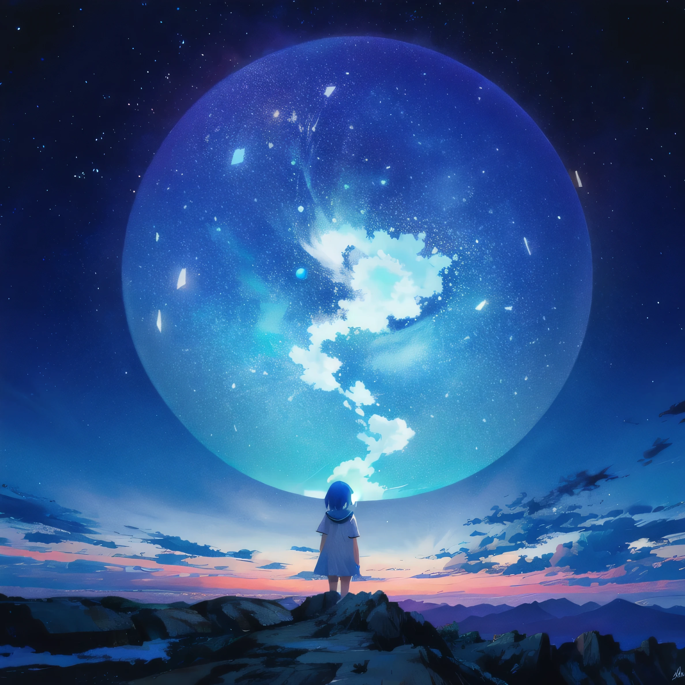 suppose you split a picture into two main sections, The upper half features a vast universe filled with beautiful galaxies, And the lower half is、Shows a cross section of the Earth up to the mantle. at centre, Where both worlds meet, Girl sitting in zen meditation pose.
A pillar of light emanates from the human head, Reach upwards、Fusion into cosmic celestial bodies. This light represents a connection with the universe, Symbiosis of the individual with the infinite mysteries of the universe. simultaneously, Another pillar of light is、Coming down from where humans are sitting, Penetrating deep into the Earth's mantle. This is、Means a grounding connection with the earth, Transcending it through meditation、Anchoring a person to physical reality.
The lighting in this image is as balanced as air, Emphasize the duality of existence: Physical and metaphysical. Using a wide-angle lens, 16-35mm f, etc./2.8, You can capture this wide range, Small openings like F/11 allows you to focus on all elements.
Regarding lighting, The soft, Throwing diffused light on a meditating figure、should give an almost ethereal glow, Meaning the illumination of enlightenment. for the background, Select Dynamic Contrast and click、Fly out of the galaxy and the inner layers of the Earth, presumably、Use post-production techniques to fine-tune details.