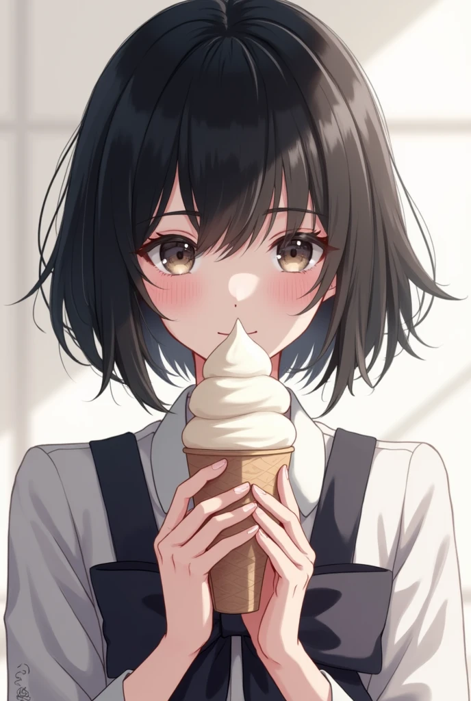 anime character with a blue background and a white background with a cartoon character in the middle, by Naka Bokunen, nagatoro, eating ice - cream, ice cream, eating ice cream, shintaro kago, けもの, chiho, by Inoue Naohisa, sayori, ecchi, in an anime style