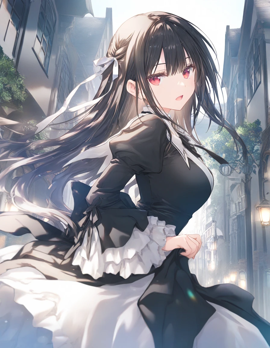 1girl, little female, gothic ****ta, long hair, beautiful breasts,  jitome, open mouth, outdoors,wind, game CG break,((artist:shida_kazuhiro)),(artist:mitsumi_misato),(artist:fujiyama),,(masterpiece), (best quality), (ultra-detailed), very aesthetic, newest, beauty illustration,super detailed skin,  (masterpiece), (best quality), (ultra-detailed), very aesthetic lighting,hi res,absurd_res,2023,2024,(shaded),digital media (artwork), realistic lighting, 4k, 8k,