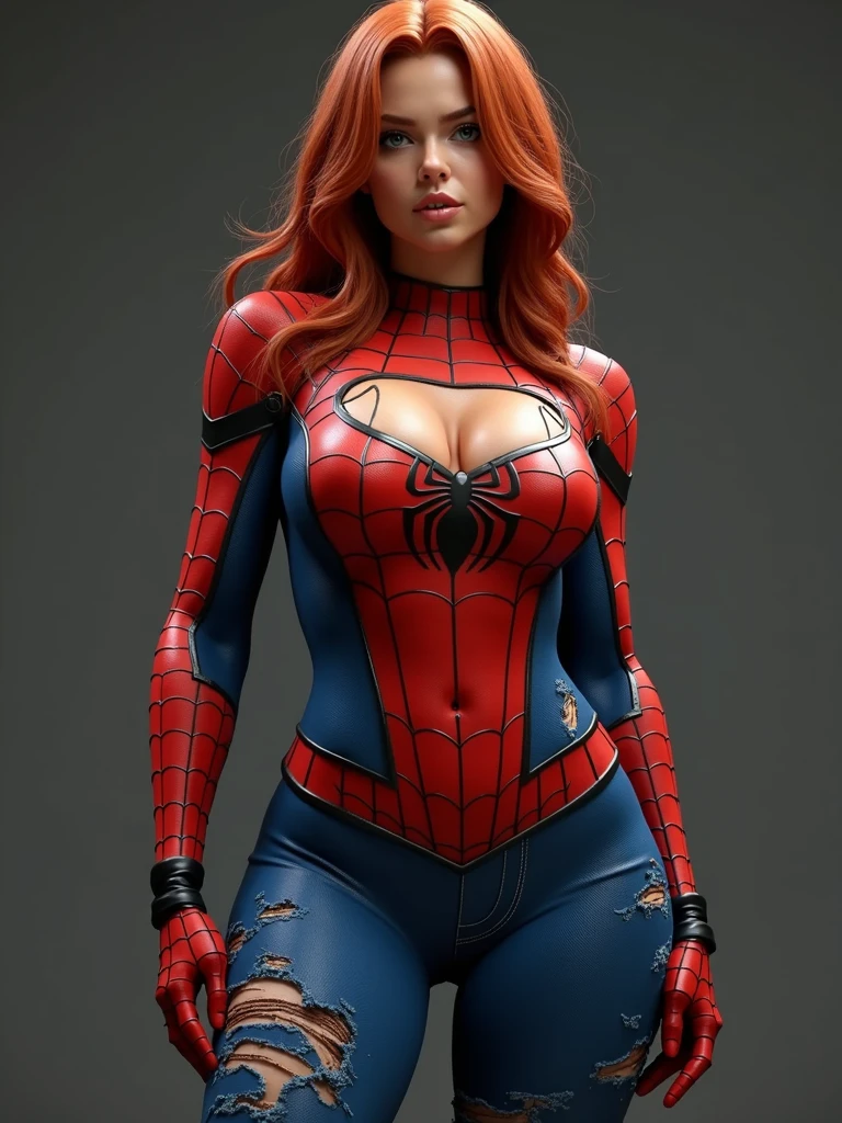 Big breast woman dressed up as spiderman 