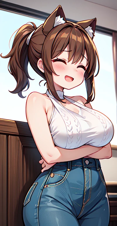 attractive korean woman, ripped muscle, muscular body, small breast, pale skin, ahegao(blush), eye closed, nude, thin necklace, sixpack abs, [ultra detailed skin:1.2], brown hair, wavy hair, 8k uhd, full body, stand, crowd, public, night, desert,