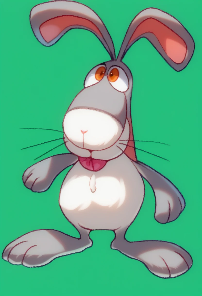 cartoon rabbit with pink nose and ears standing on a green surface, cute anthropomorphic bunny, anthropomorphic rabbit, bunny, rabbt_character, drooping rabbity ears, rabbit, with long floppy rabbit ears, hd illustration, rabbit ears, long rabbit ears, rabbit_bunny, cartoon image, portrait of a bugs bunny