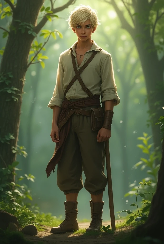 Male elf, handsome,asian, short hair, cute, pointed ears, wood elf, bowman, pull the bow, pull the bow, shooting bow, action pose, arrows, quiver, leather belt, chest guard, arm guard, shirtless, boots, full body,(Absurdres, intricate details, masterpiece, best quality, high resolution, 8k),(18 year old boy ,(pleased, pleasure face , blush, horny smirk, forest background, big bulge, nsfw, see through