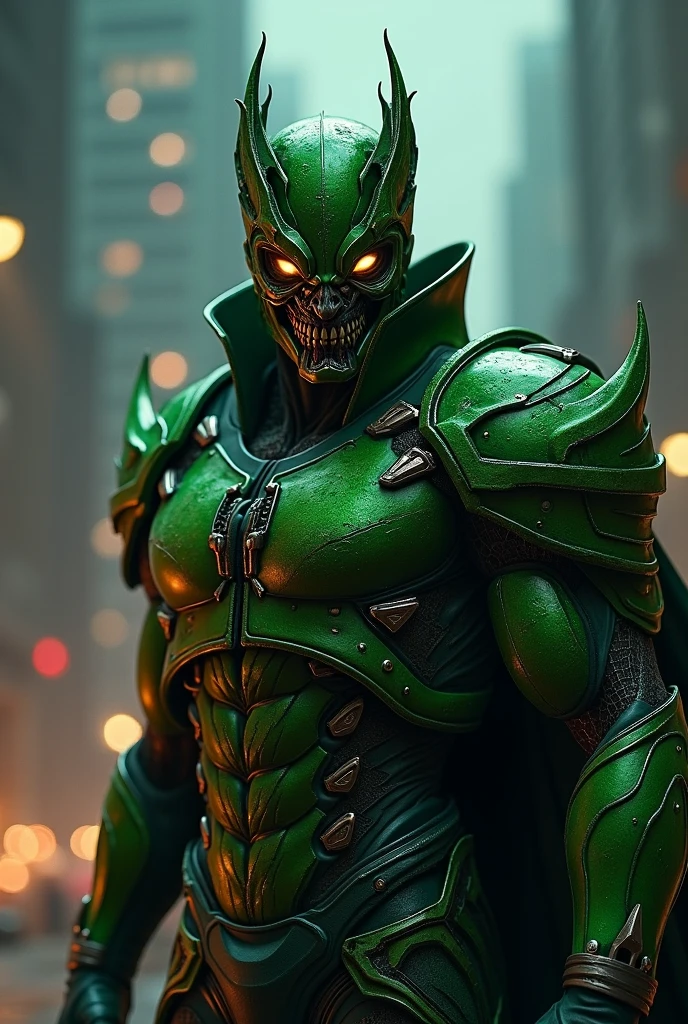Make an alien race, as if it were a zombie, with futuristic clothes and equipment. as if they were living dead. its skin is green and in necrosis. Furthermore he must be strong. with the appearance of a monster and has the appearance of a general