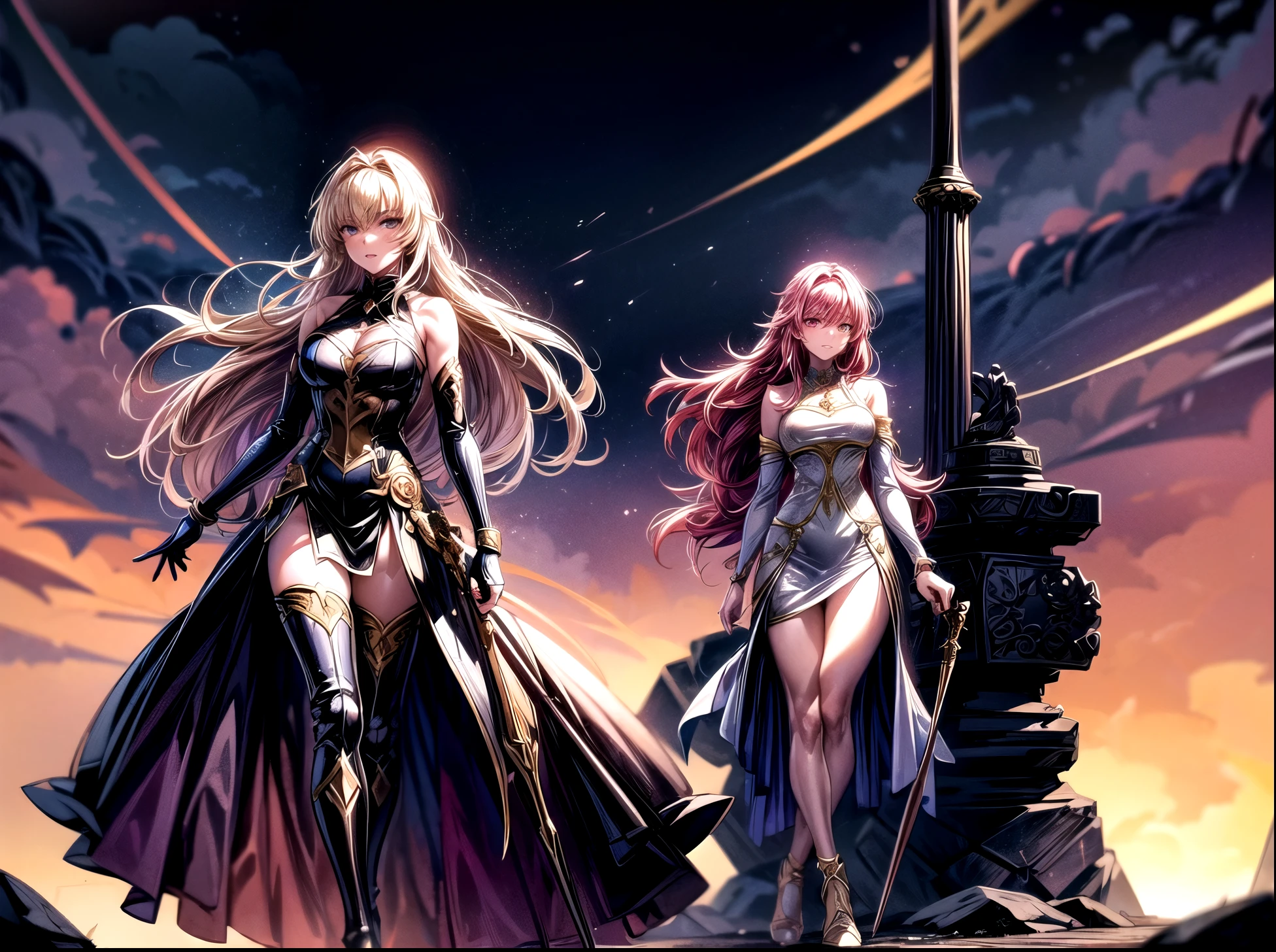 realistic, AMBER HEARD, Raphtalia ,anime The Resing of Them Shield Hero,holographic hair, heterochromic eyes, bright eyes, holo crop top, holo skirt, split lips, blush, night, white roses, pastels, glitter