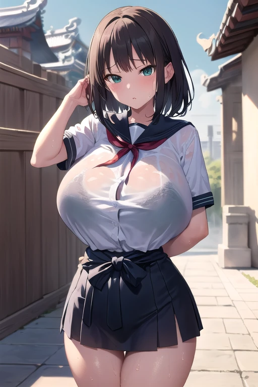 (Very large breasts、Cleavage:1.9),Kitasan Black(Horse Girl),Huge breasts,smile、(school uniform)、Cherry blossom trees、Outdoors、A large number of people、(Putting on a collar:1.5)、Earrings、Earrings、bracelet,(masterpiece, Highest quality, Highest quality, Official Art, beautifully、aesthetic:1.2), (Super detailed)、(Nipples:1.5),navel piercing,Shaved,Open your mouth,(Steam is coming out of the body:1.5)、Cleavageがある,(Cowboy Shot)、(Beautiful Face:1.5)、(Shirt lift:1.5)、flipping clothes,Upper Body、Exhibitionism,Short skirt、Skirt flipped up、White lace pants、garter belt,Highest quality、Animal ears、Breast milk is coming out、White micro panties、((Exposing the breasts))、(nsfw:1.5)、bright