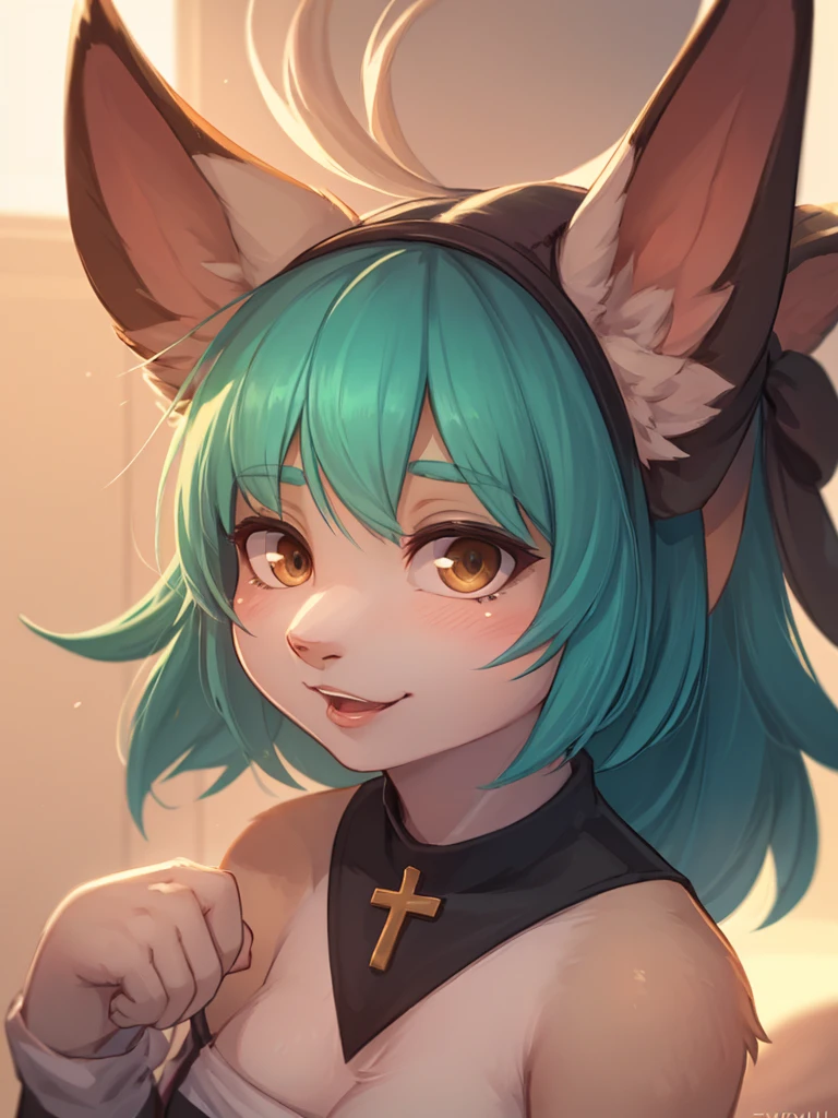 ((furry cock)), beautiful (wolf femboy), ((small breasts)), ((detailed features)), ((detailed fingers, precise fingers,)) (((not unnatural hands))), natural pose, illustration, vibrant colours, apartment interior, 1 girl, solo, ((mint green coloured poofy hair)), flower hair ornament, beautiful (glowing) yellow eyes, (wearing a white jacket with golden trims and detailing), (((black button up))), ((golden necktie)), blush smug, mouth open, ((tongue out drooling)), sitting spreading legs