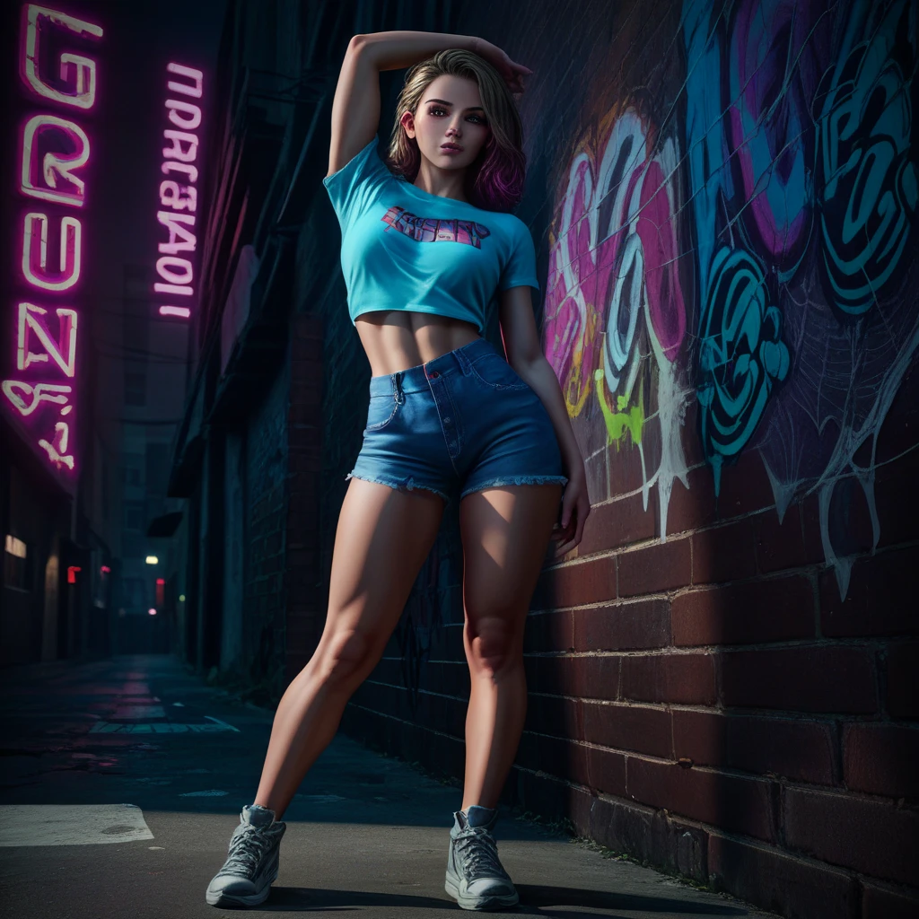 (a bunch of cute sexy outfit spider women standing in an alleyway, multiple subjects, extremely detailed, 4k, high resolution, hyperrealistic, photorealistic, intricate details, cinematic lighting, dramatic shadows, vibrant colors, dynamic poses, intense expressions, complex backgrounds, industrial setting, urban environment, graffiti walls, neon lights, mysterious atmosphere)