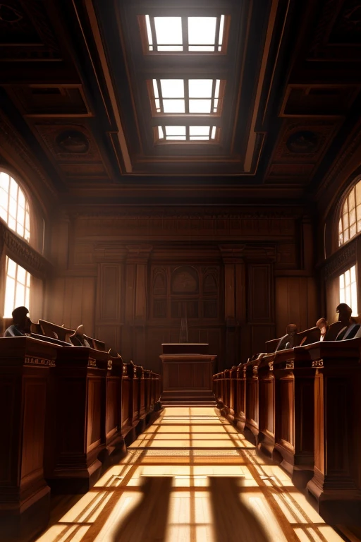 a courtroom full of muscular kangaroos wearing thick diapers, detailed fur texture,extremely detailed anatomy, realistic lighting, dramatic composition, cinematic lighting, hyper detailed, cinematic camera angle, high quality, 8k, photorealistic, chiaroscuro lighting, moody lighting, dramatic shadows, intricate details, high resolution, digital art, illustration, concept art