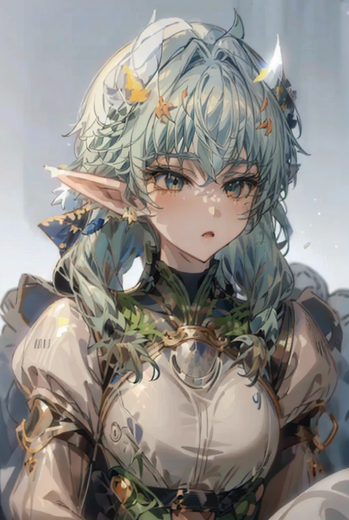 Sagittarius、bow、Beauty、Short Hair、Kusano Kan 、Elf Ears、 beautiful plant colored eyes、 grass blue hair 、Athena、bowを構えている、bow遣い、whole body、bowを構える、bowの使い手、High image quality、masterpiece,  Hi-Res,  best quality,  anatomically correct,  very detailed,  High Details, High image qualityモデル,  has won many awards , bow