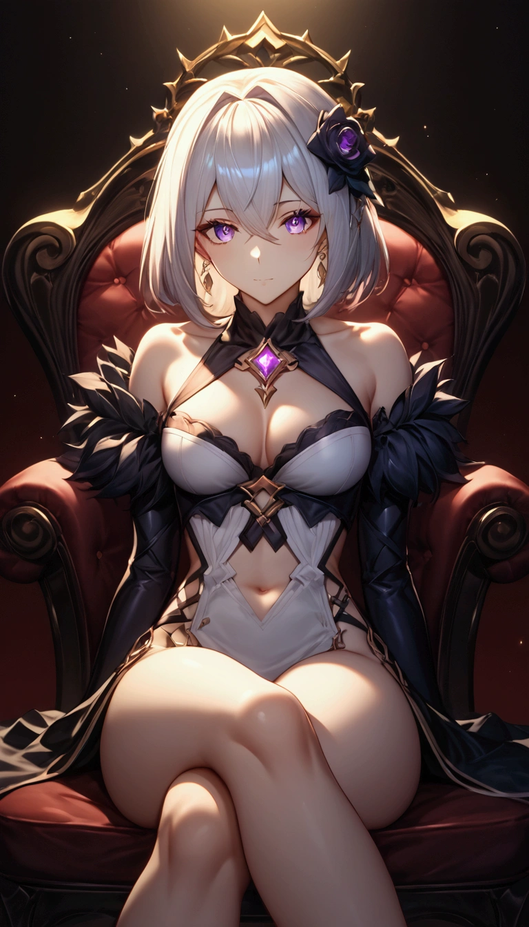 Fraction_9, Fraction_8_up, Fraction_7_up, Anime girl sitting on a chair， Alchemy Girl, Light Novel Cover Art,  Official Art , Different World, Small curve changes, Kushat Garland, Shadowverse Style, 