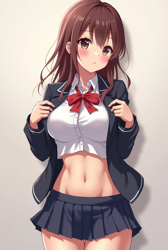 1 girl, underwear, skirt, alone, underwear, breast, classroom, shirt, bow, lexistg_hair, white_underwear, skirt_lift, exist室内, Smile, Open_clothing, bowtie, navel, watching_exist_audience, clothing_lift, white_shirt, table, School_uniform, blush, School_table, Bangs, Brown_hair, pleexisted_skirt, blackboard, No_OK, spread_leg, Brown_Eye, jacket, Red_bow, Open_shirt, lifted_go through_Own, closure_Mouth, Red_bowtie, collaRed_shirt, lexistg_sleeve, side lock, Moderate_breast, Dutch_angle, skirt_shirt, sitting, leave_Shoulder, 大leg, Open_jacket, Stomach, exist_table, suit, flashing, chair, Black_skirt,