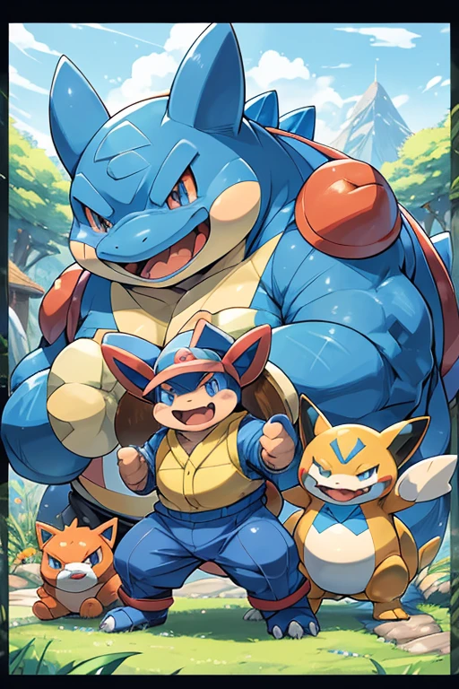 pokemon is a very cute character with a big smile, by Ken Sugimori, blastoise, guggimon, ken sugimori art, rino, similar to pokemon, illustration pokemon, new pokemon, weird pokemon, earth type pokemon, style of pokemon, snorlax, bread type pokemon, bulbapedia, inspired by Ken Sugimori, official art