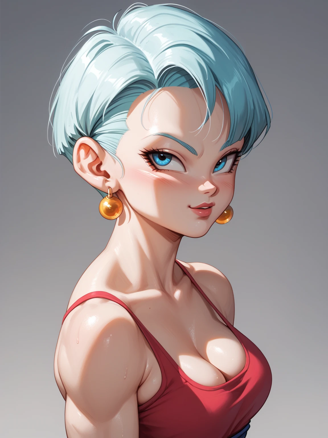 Draw the female version of Goku from the anime (Dragon Ball) with good curves 