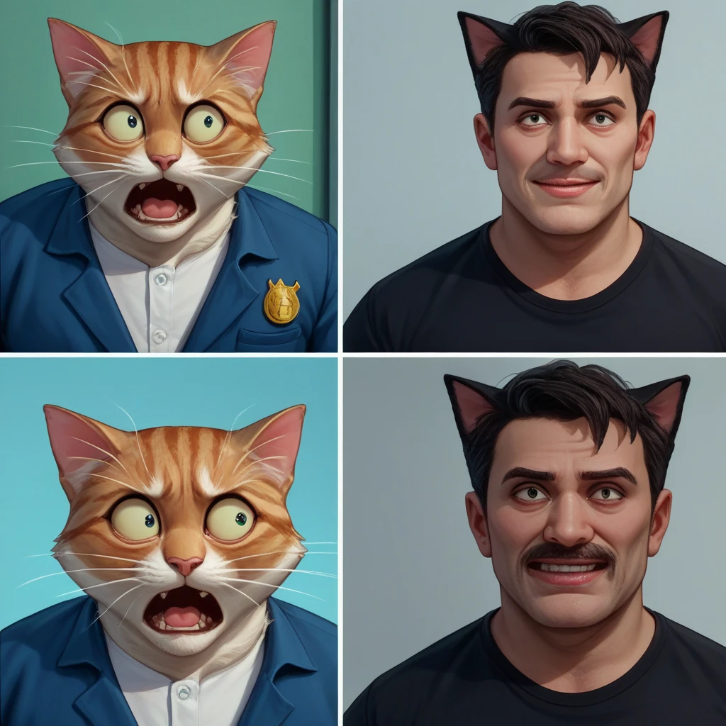 there are two pictures of a woman pointing at a cat, men and women, funny meme, they are very serious, scrape them, funny meme photo, funniest meme ever, the funniest meme ever, identical picture, very funny, really funny, & they all look terrified, cats, sad men, meme, memes, meeting of the cats, everyone having fun