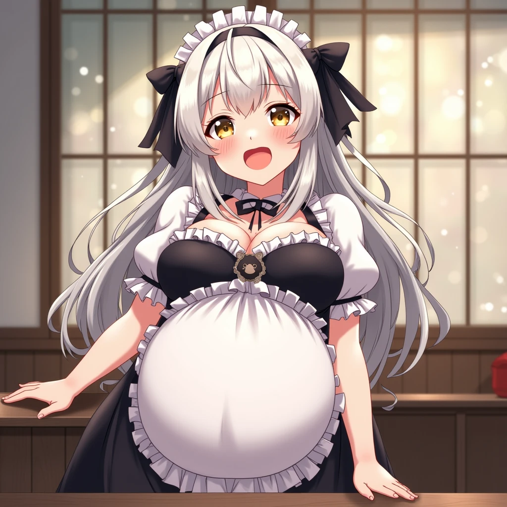 Maid,Big Breasts,Super Breasts,Pregnant women,Pregnant belly,Gray Hair,Twin tails