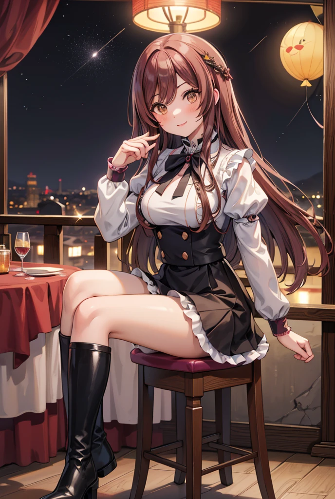 (masterpiece、Highest quality:1.2),Frame In、 Cowboy Shot, alone, One Girl, View your audience, (Highest quality, 8k, Oil, Tabletop:1.2), Very detailed, (Realistic, Realistic:1.37), Wearing a red coat、Wearing a white scarf、Medium Hair、Brown Hair、smile、City of night、Winter Night、