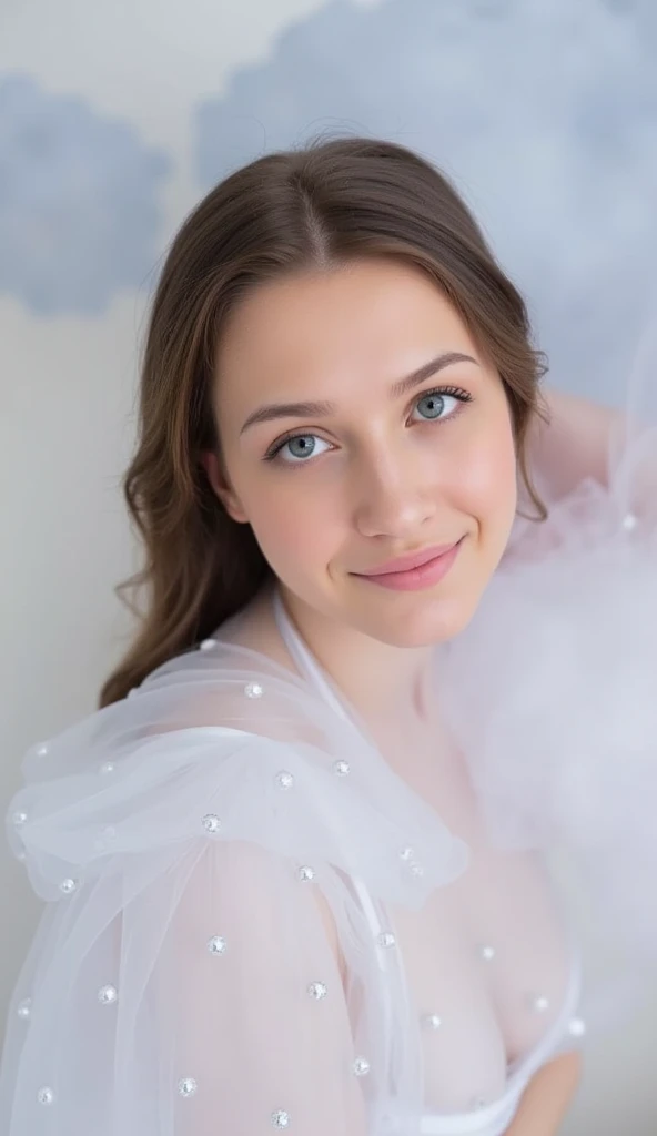 ✨ Embracing elegance and ethereal beauty, this enchanting scene captures the essence of pure magic. Surrounded by soft clouds and shimmering pearls, it's a reminder that we can all find our own fairytale moment. 🕊️✨