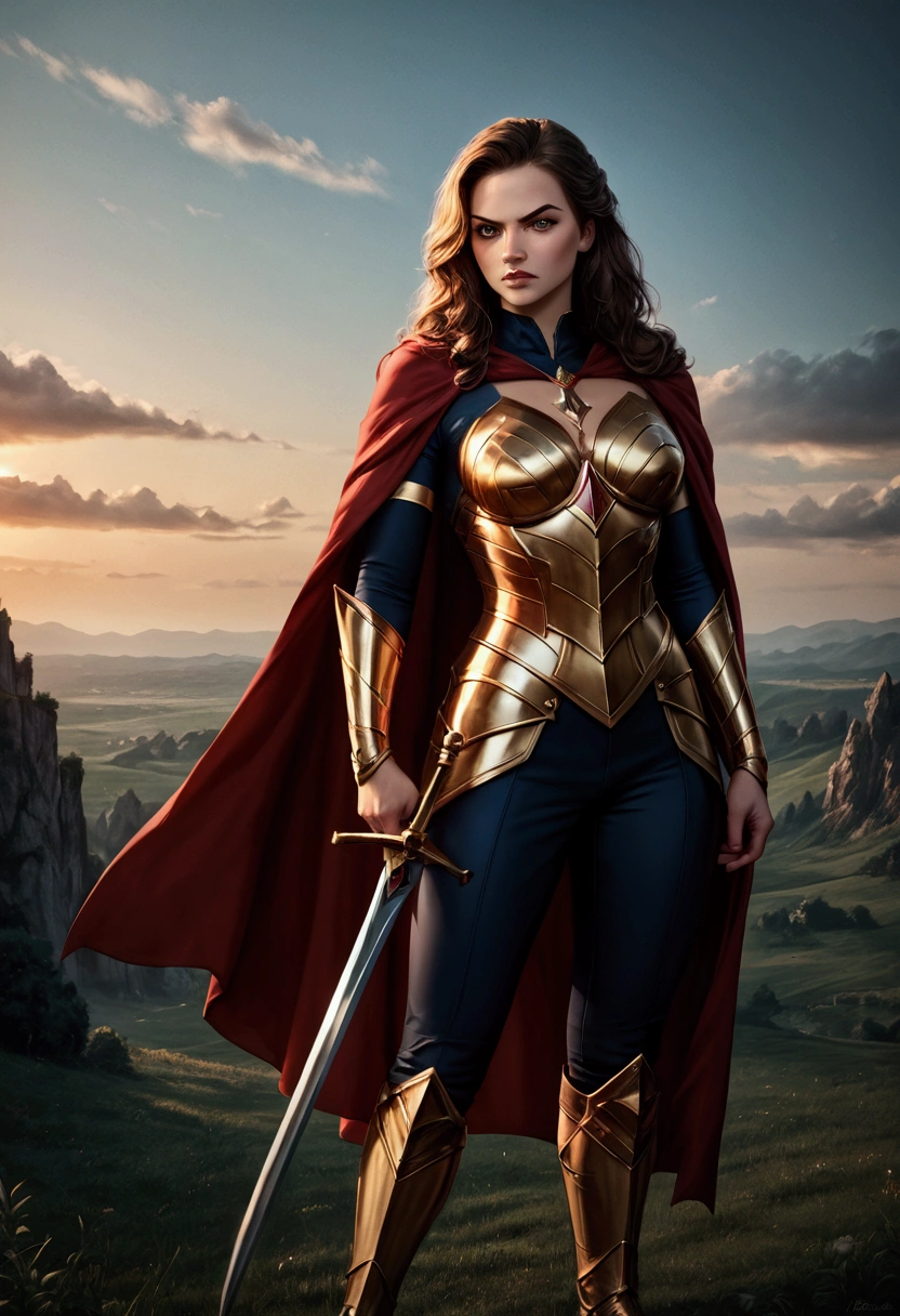 Epic Beautiful painting of Michelle Pfeiffer as perfect gorgeous female warrior, shapeless long fullbody, perfect features, (wearing extremely baroque armor Chainmail_Armor), abstract beauty, near perfection, pure form, dynamic pose, ethereal background, (deep dark shadows), (strong cinematic lighting), (back lighting), concept art by Greg Rutkowski and John William Waterhouse and Alphonse Mucha, stunning details, intricate details, hyper post-production, ultra High resolution, super high details, trending on ArtStation, ultra sharp focus, depth of field f/1.8, studio photos, (((looking at camera))). varies multi etc. --v 6 --s 1000 --c 20 --q 20 --chaos 100