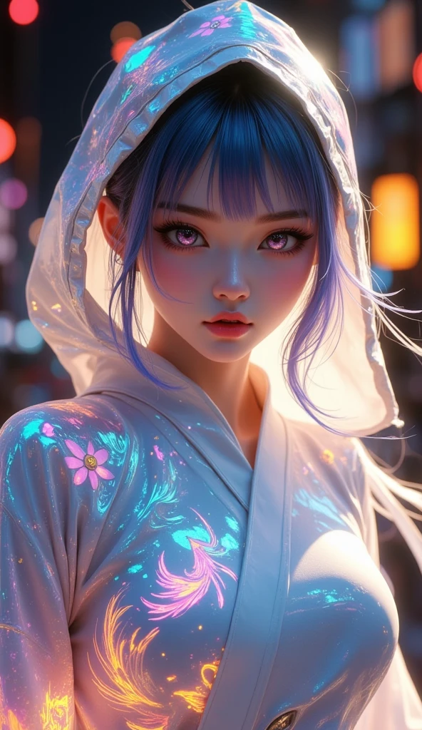 Series girl, A dynamic ninja girl in a white phoenix patterned ninja outfit, white ninja outfit, กางเกงขาสั้นพร้อมถุงน่อง, dynamic action pose, beautiful detailed eyes, beautiful detailed red lips, extremely detailed eyes and face, long eyelashes, detailed ninja outfit, intricate phoenix pattern, dramatic lighting, cinematic scene, dark moody color palette, chiaroscuro lighting, (best quality,4k,8k,highres,masterpiece:1.2),ultra-detailed,(realistic,photorealistic,photo-realistic:1.37),HDR,studio lighting,ultra-fine painting,sharp focus,physically-based rendering,extreme detail description,professional,vivid colors,bokeh,dark fantasy,action,cinematic