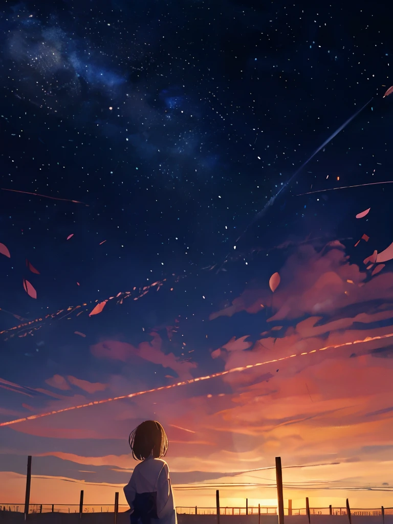 Anime girl looking at the stars in the sky - SeaArt AI
