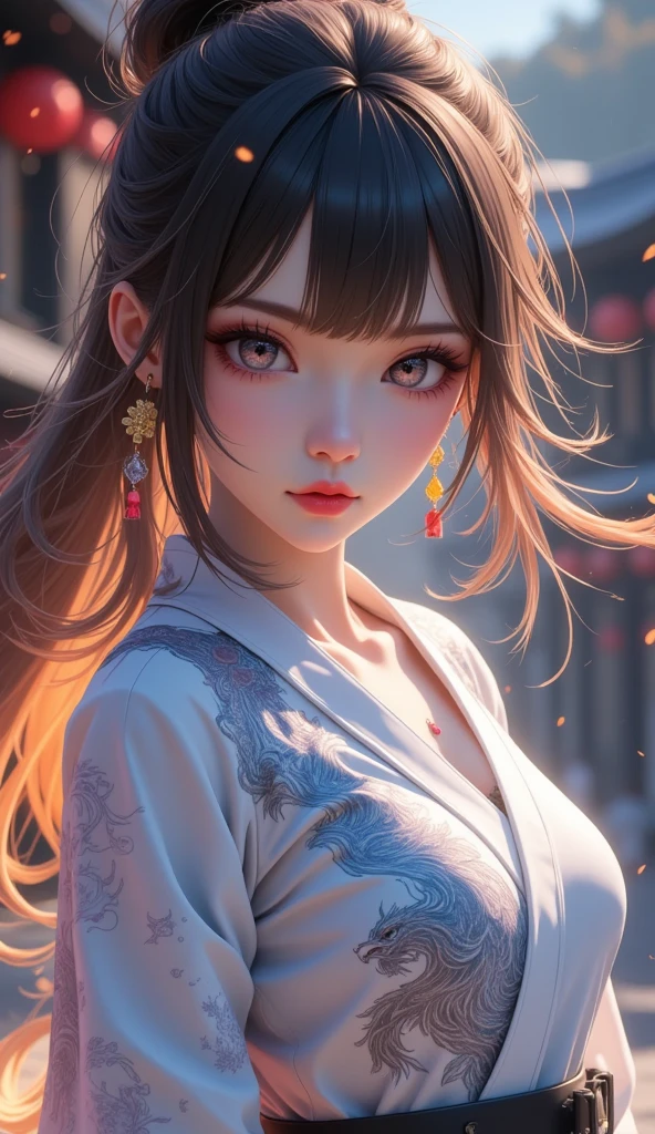 Series girl, A dynamic ninja girl in a white phoenix patterned ninja outfit, white ninja outfit, กางเกงขาสั้นพร้อมถุงน่อง, dynamic action pose, beautiful detailed eyes, beautiful detailed red lips, extremely detailed eyes and face, long eyelashes, detailed ninja outfit, intricate phoenix pattern, dramatic lighting, cinematic scene, dark moody color palette, chiaroscuro lighting, (best quality,4k,8k,highres,masterpiece:1.2),ultra-detailed,(realistic,photorealistic,photo-realistic:1.37),HDR,studio lighting,ultra-fine painting,sharp focus,physically-based rendering,extreme detail description,professional,vivid colors,bokeh,dark fantasy,action,cinematic