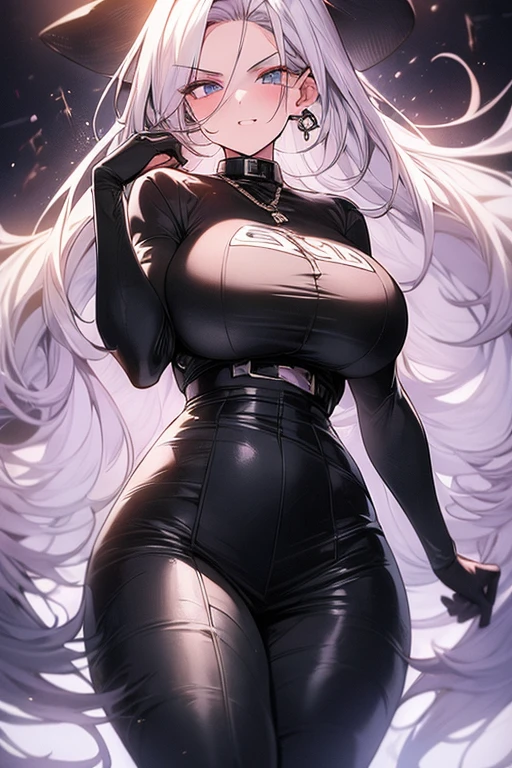 masterpiece)),((Highest quality)),High resolution,Extremely detailed CG,Perfect lighting,8k wallpaper、One Woman, Adult women、alone、Very large breasts、Very large breasts、Enlarge breasts、very thick legs、Looking into the camera、Long black dress、Black clothes、The body line is clear、Hide your chest