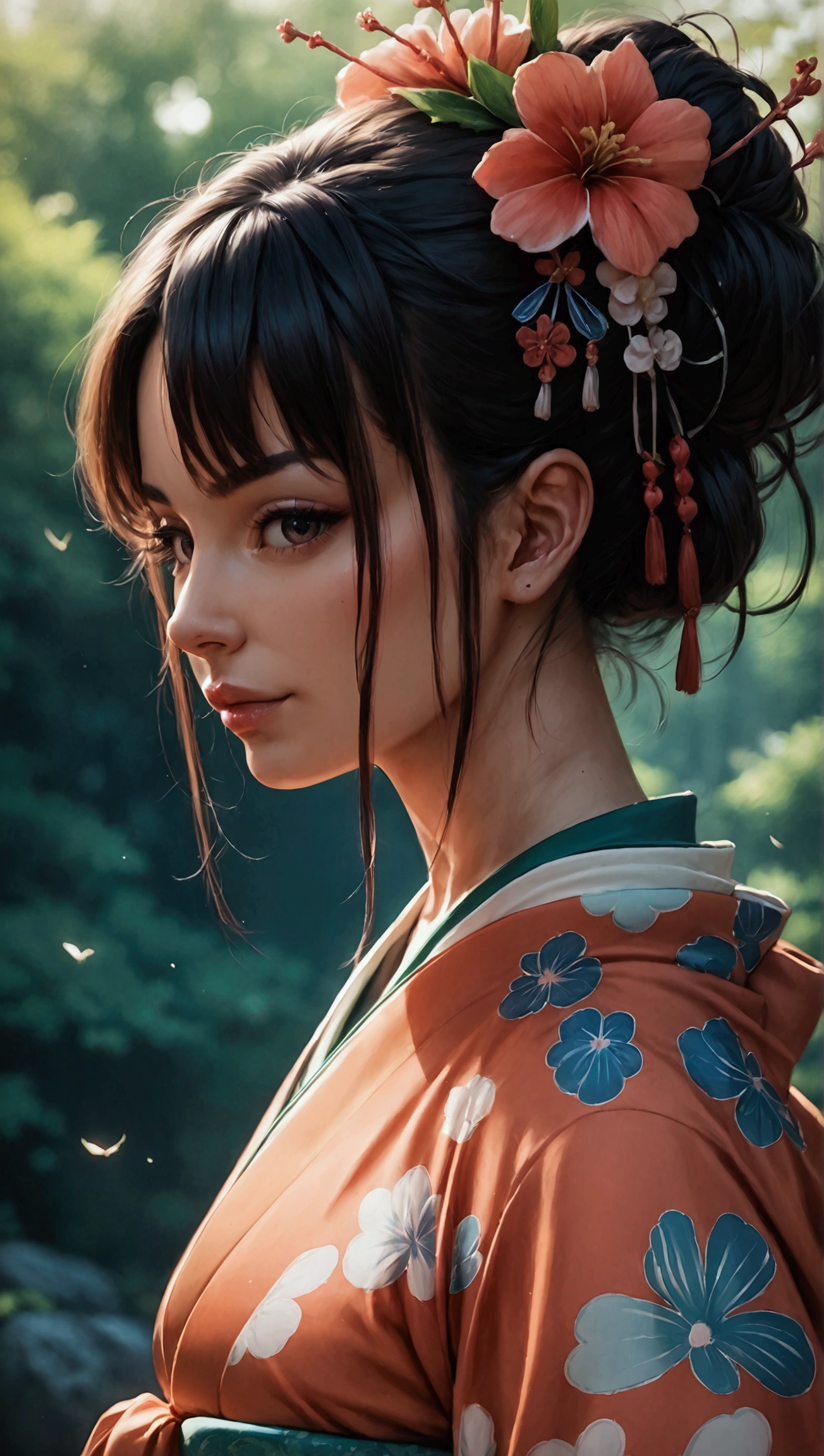 score_9, score_8_up, score_7_up, photo, photorealistic, Japanese woman in kimono, full body shot