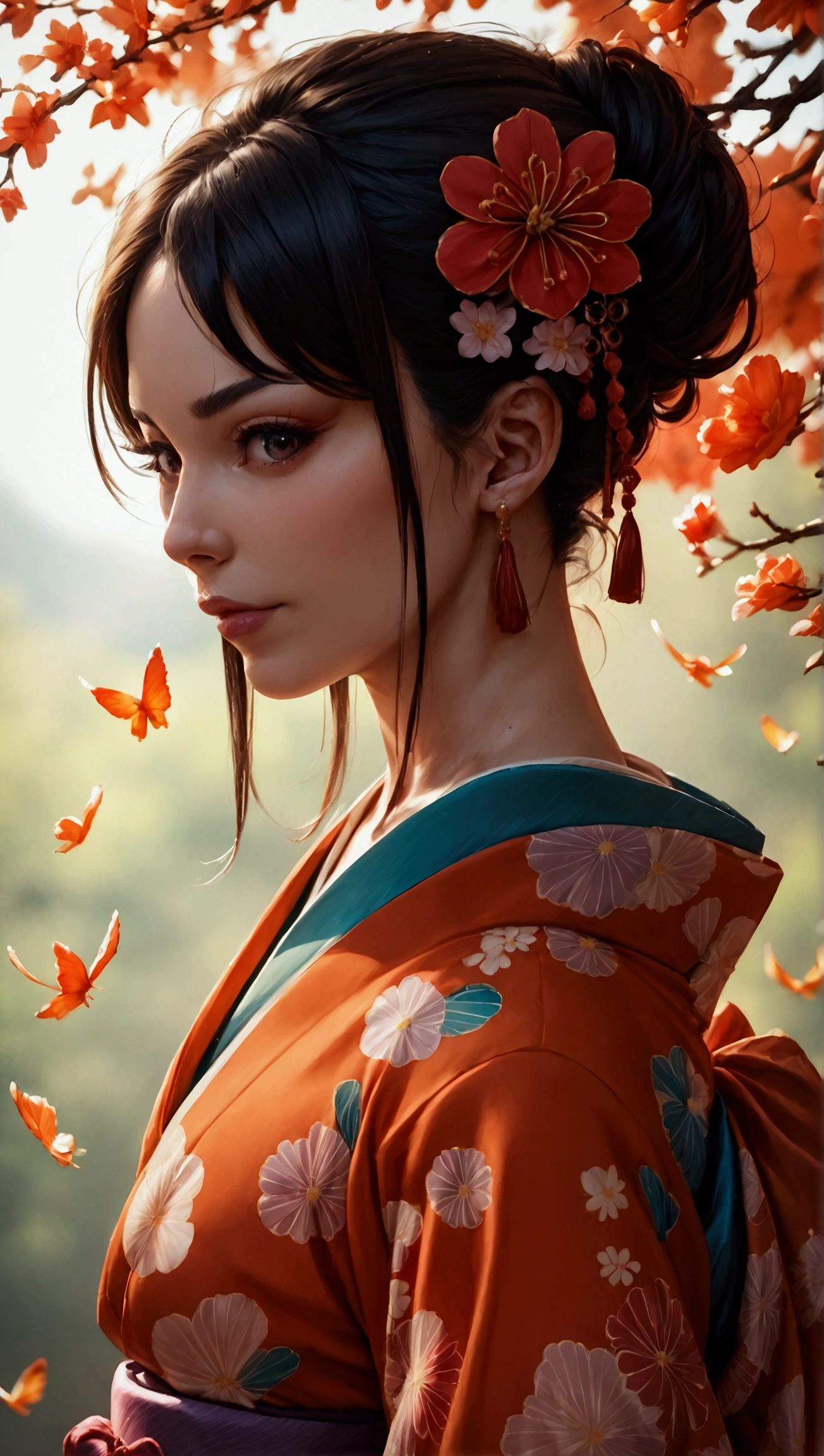 score_9, score_8_up, score_7_up, photo, photorealistic, Japanese woman in kimono, full body shot